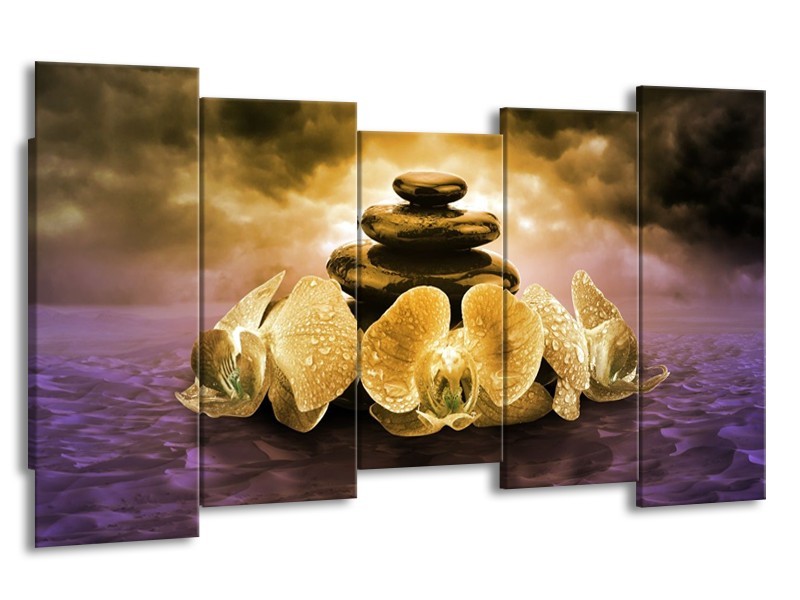 Canvas schilderij Spa | Goud, Paars | 150x80cm 5Luik