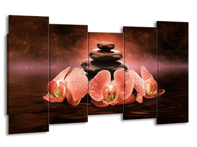 Canvas schilderij Spa | Bruin | 150x80cm 5Luik