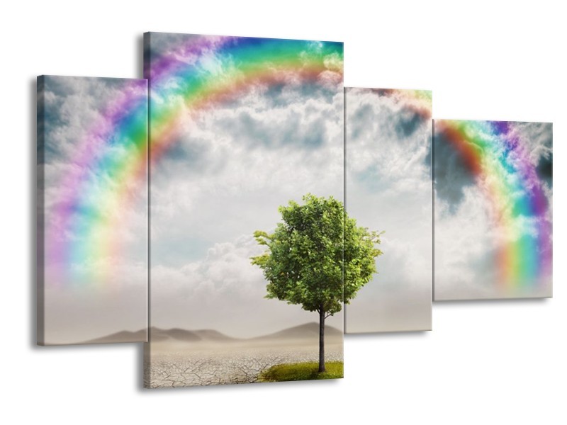 Glas schilderij Boom | Groen, Grijs, Paars | 120x75cm 4Luik