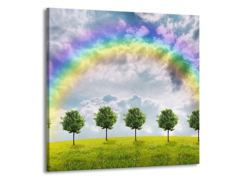 Glas schilderij Bomen | Groen, Grijs, Paars | 50x50cm 1Luik