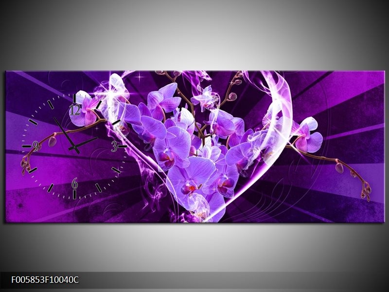 Klok schilderij Orchidee | Paars, Roze | 100x40cm 1Luik