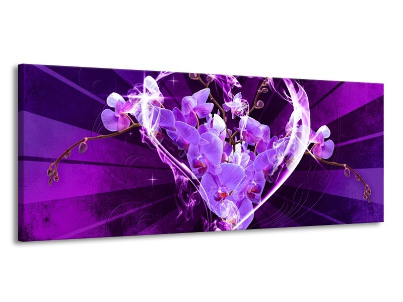Canvas schilderij Orchidee | Paars, Roze | 145x58cm 1Luik