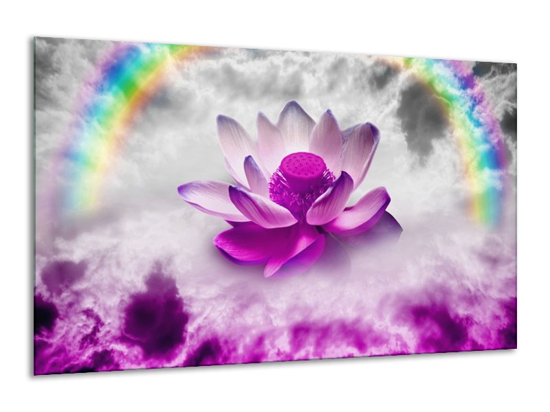 Glas schilderij Lelie | Paars, Grijs | 120x70cm 1Luik