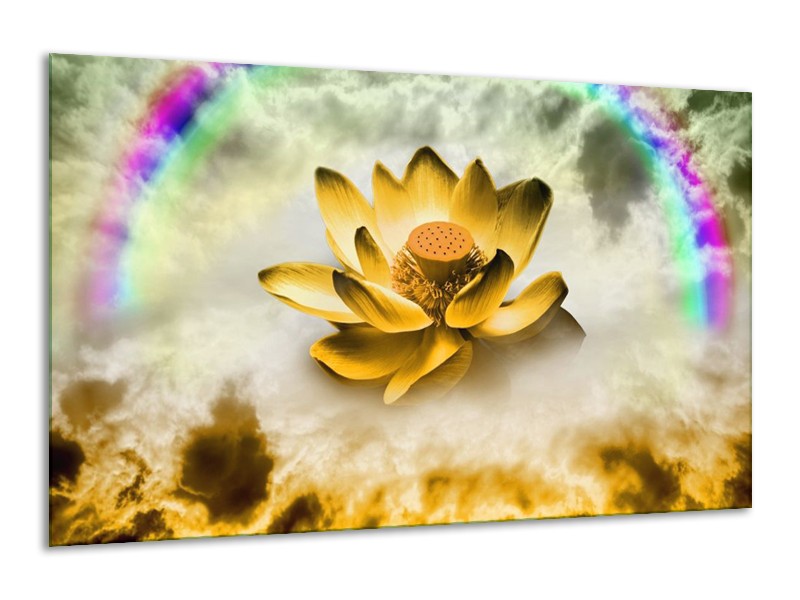 Glas schilderij Lelie | Goud, Grijs | 120x70cm 1Luik