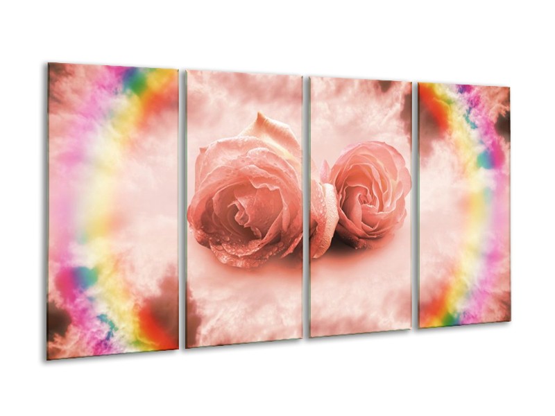 Glas schilderij Roos | Roze | 160x80cm 4Luik