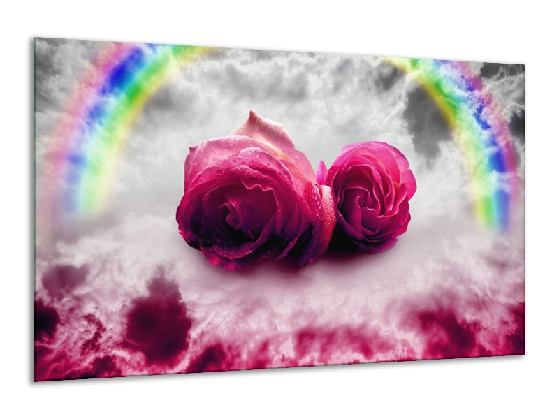 Glas schilderij Roos | Roze, Grijs | 120x70cm 1Luik