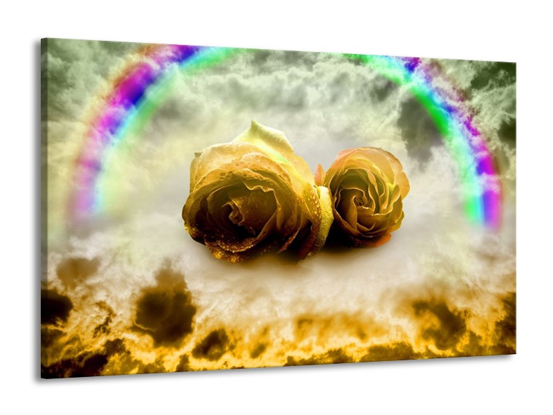 Glas schilderij Roos | Geel, Grijs | 140x90cm 1Luik