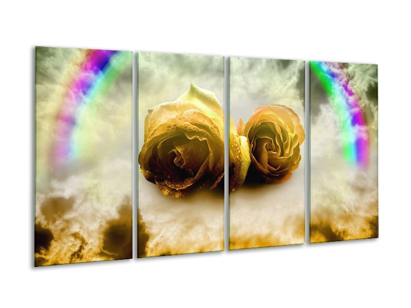 Glas schilderij Roos | Geel, Grijs | 160x80cm 4Luik