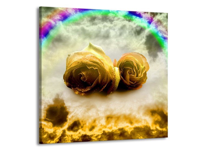 Canvas schilderij Roos | Geel, Grijs | 50x50cm 1Luik