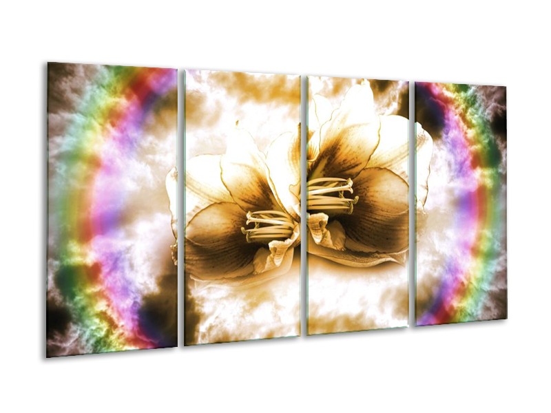 Glas schilderij Lelie | Bruin, Crème | 160x80cm 4Luik