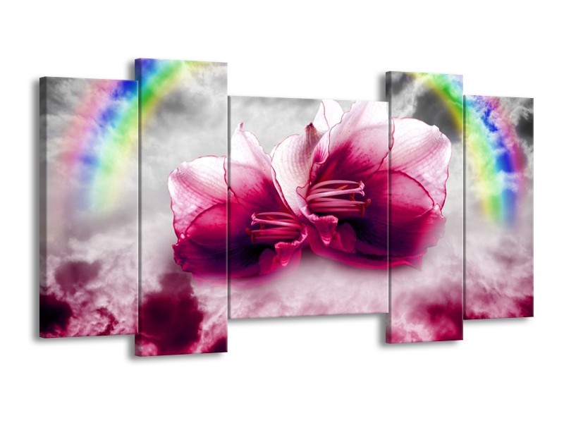 Glas schilderij Lelie | Roze, Grijs | 120x65cm 5Luik