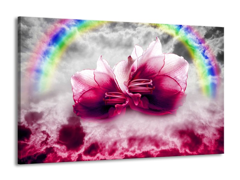 Glas schilderij Lelie | Roze, Grijs | 140x90cm 1Luik