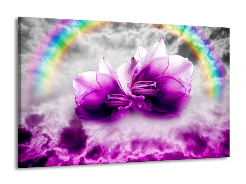 Glas schilderij Lelie | Paars, Grijs | 140x90cm 1Luik