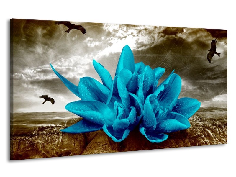 Canvas schilderij Lelie | Blauw, Grijs | 190x100cm 1Luik