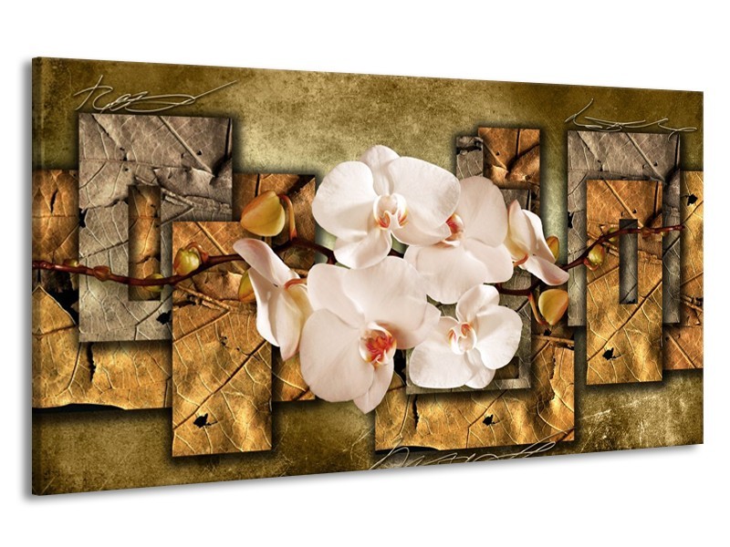 Canvas schilderij Orchidee | Bruin, Crème | 190x100cm 1Luik