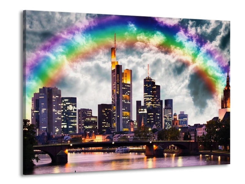 Glas schilderij Wolkenkrabber | Grijs, Zwart | 100x70cm 1Luik