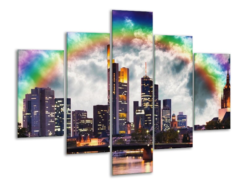 Glas schilderij Wolkenkrabber | Grijs, Zwart | 100x70cm 5Luik