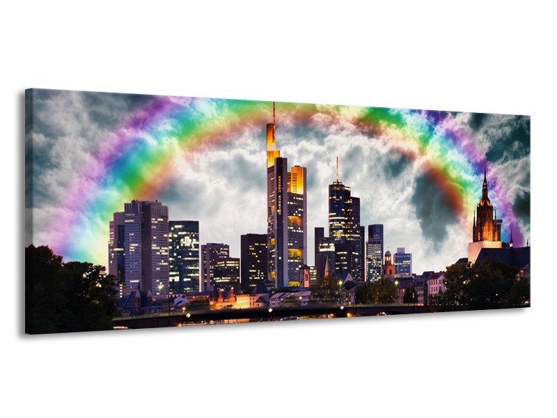 Canvas schilderij Wolkenkrabber | Grijs, Zwart | 145x58cm 1Luik