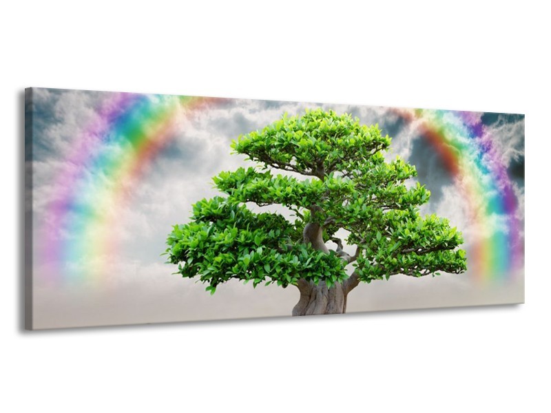 Canvas schilderij Boom | Groen, Grijs | 145x58cm 1Luik