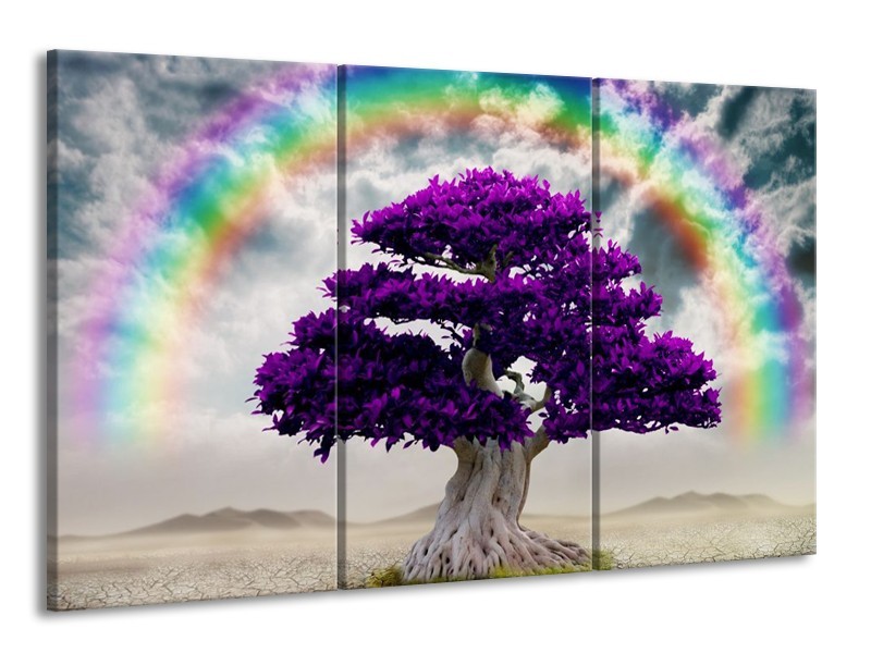 Canvas schilderij Boom | Paars, Grijs | 165x100cm 3Luik