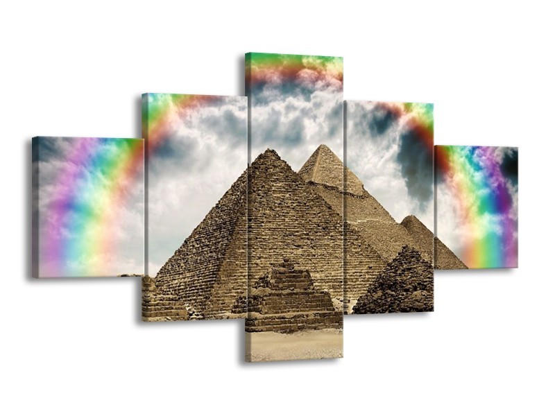 Canvas schilderij Piramide | Bruin, Crème | 125x70cm 5Luik