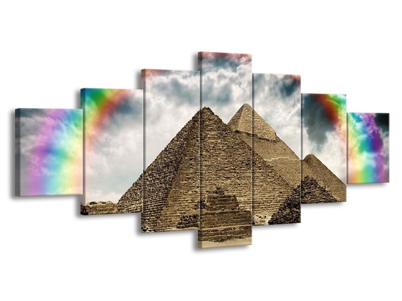 Canvas schilderij Piramide | Bruin, Crème | 210x100cm 7Luik
