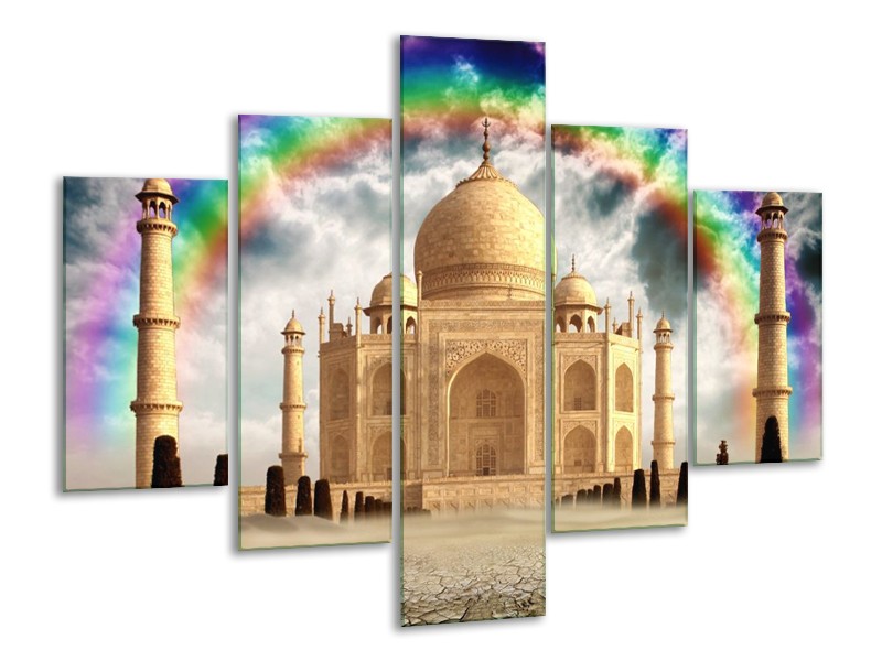 Glas schilderij Taj Mahal | Crème | 100x70cm 5Luik