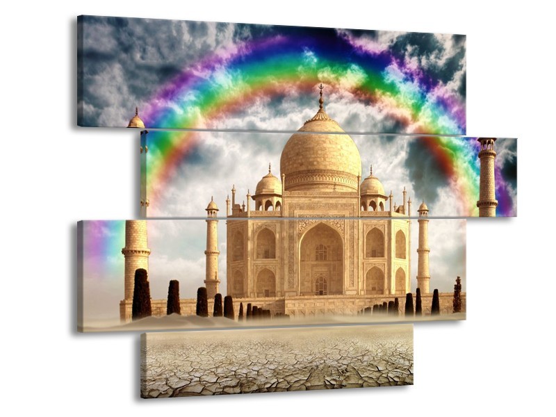 Glas schilderij Taj Mahal | Crème | 115x85cm 4Luik
