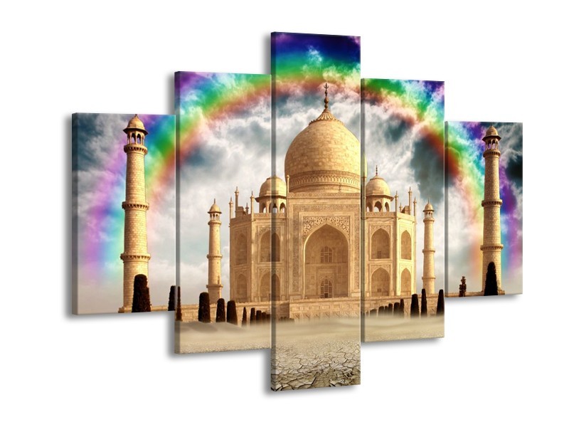 Glas schilderij Taj Mahal | Crème | 150x105cm 5Luik