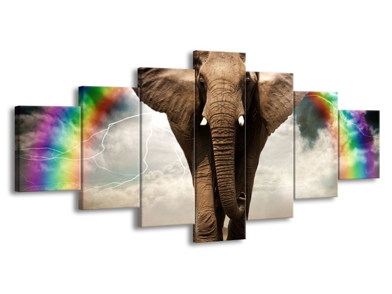 Canvas schilderij Olifant | Grijs | 210x100cm 7Luik