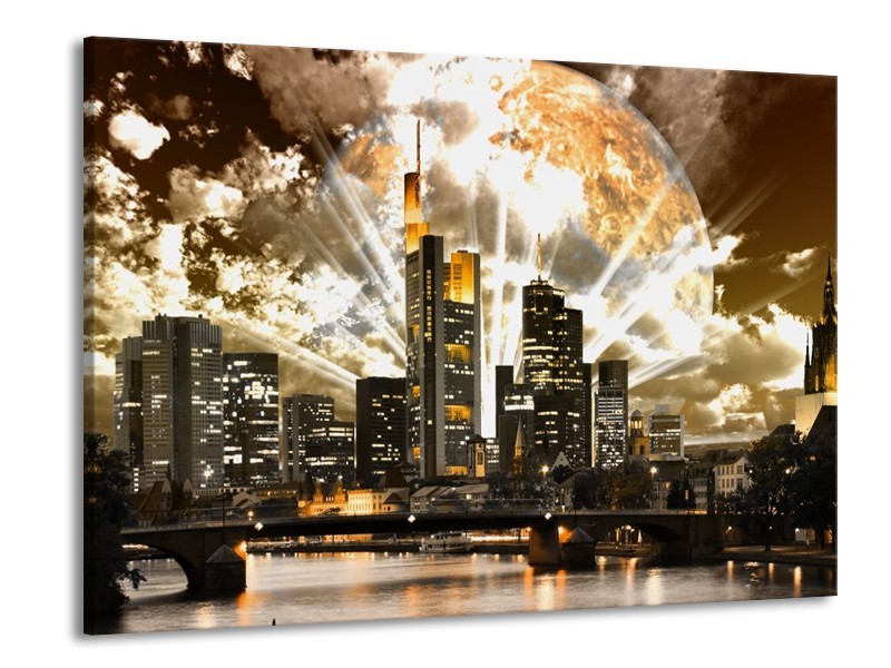 Glas schilderij Wolkenkrabber | Bruin, Grijs, Zwart | 100x70cm 1Luik