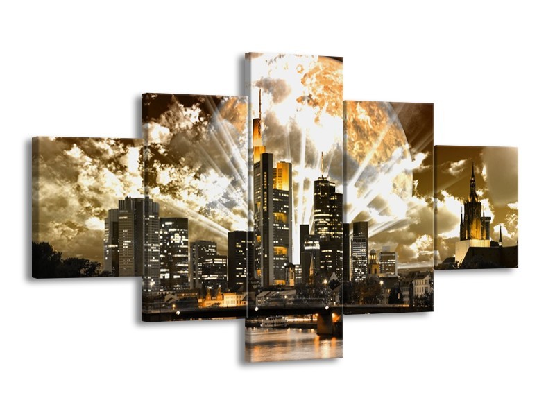 Glas schilderij Wolkenkrabber | Bruin, Grijs, Zwart | 125x70cm 5Luik