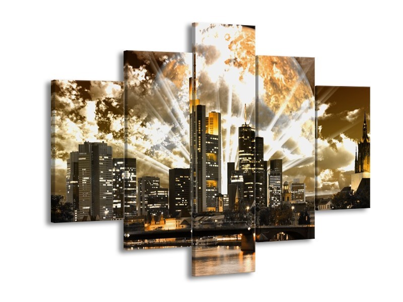 Glas schilderij Wolkenkrabber | Bruin, Grijs, Zwart | 150x105cm 5Luik