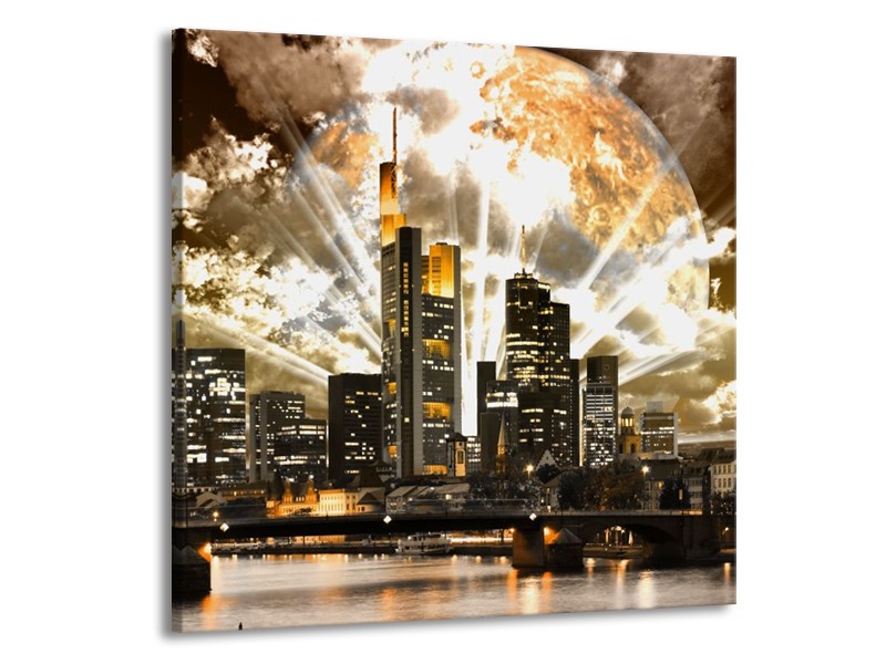 Canvas schilderij Wolkenkrabber | Bruin, Grijs, Zwart | 70x70cm 1Luik