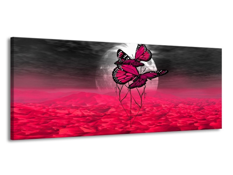 Glas schilderij Vlinder | Roze, Paars, Grijs | 145x58cm 1Luik