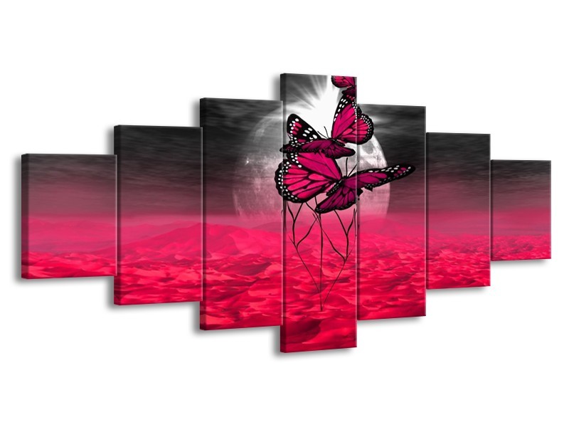 Glas schilderij Vlinder | Roze, Paars, Grijs | 210x100cm 7Luik