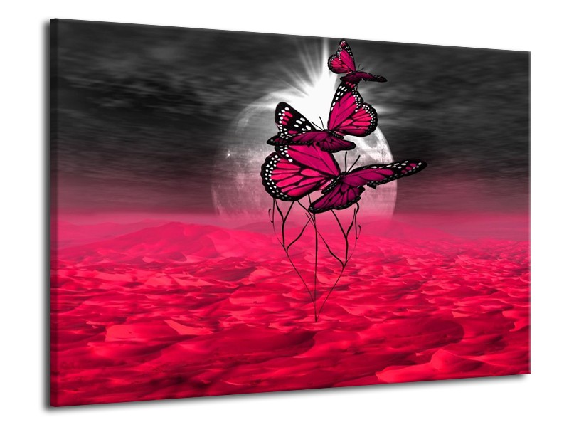 Glas schilderij Vlinder | Roze, Paars, Grijs | 70x50cm 1Luik