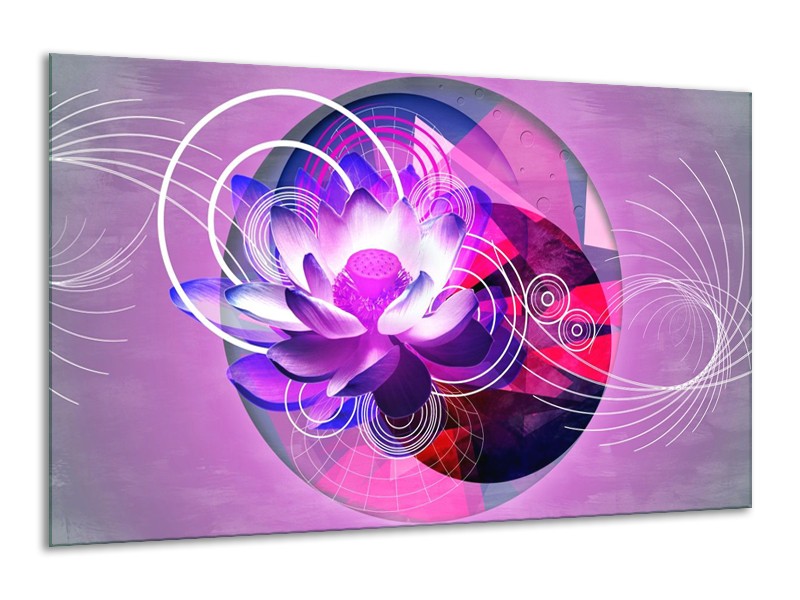 Glas schilderij Lelie | Paars, Wit, Blauw | 120x70cm 1Luik