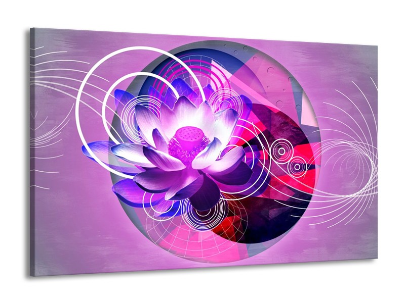 Glas schilderij Lelie | Paars, Wit, Blauw | 140x90cm 1Luik