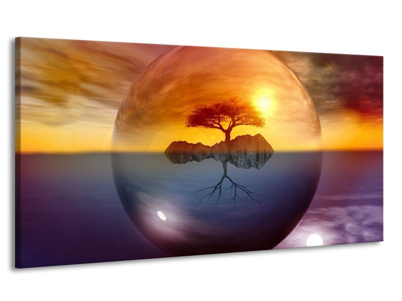 Canvas schilderij Boom | Bruin, Goud, Grijs | 170x90cm 1Luik