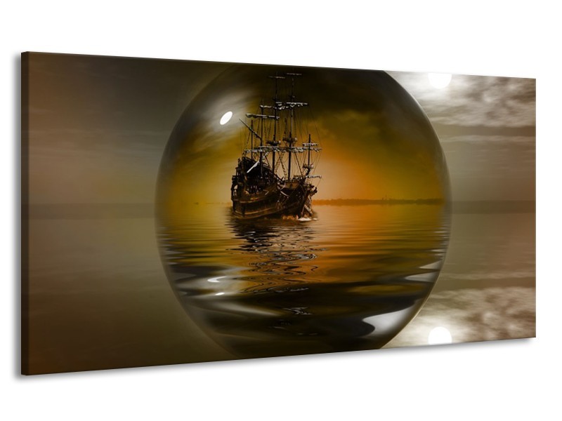 Canvas schilderij Boot | Bruin, Grijs | 170x90cm 1Luik