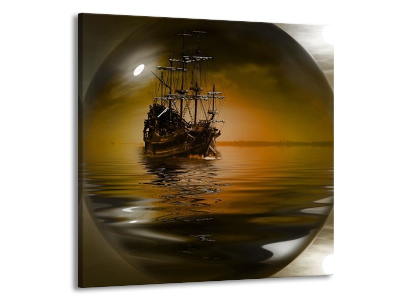 Canvas schilderij Boot | Bruin, Grijs | 50x50cm 1Luik