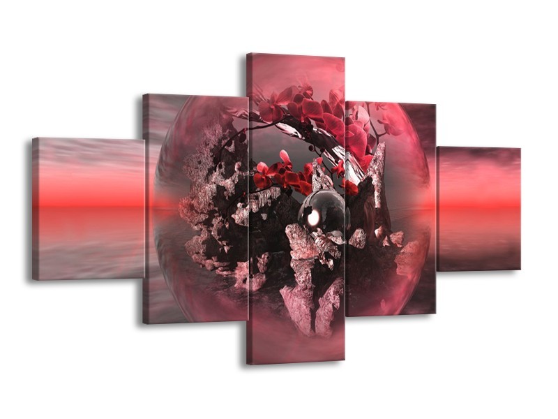 Glas schilderij Orchidee | Rood, Grijs | 125x70cm 5Luik