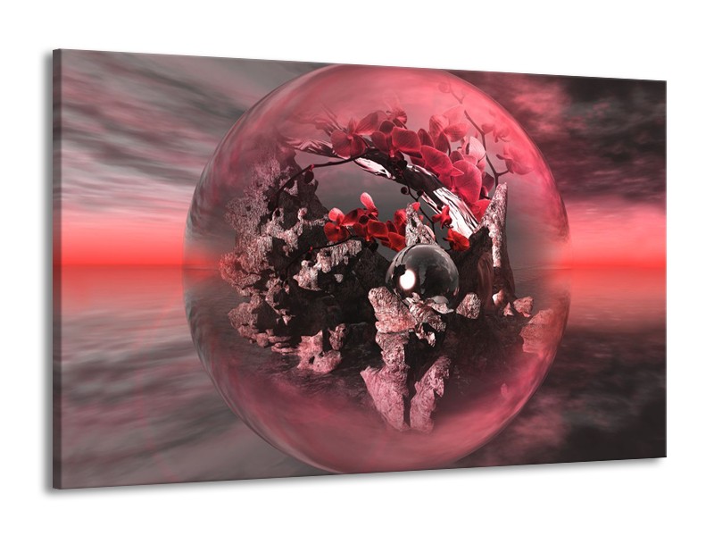 Canvas schilderij Orchidee | Rood, Grijs | 140x90cm 1Luik