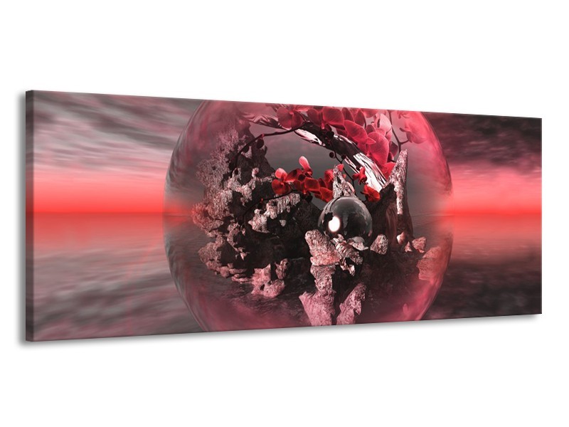 Glas schilderij Orchidee | Rood, Grijs | 145x58cm 1Luik