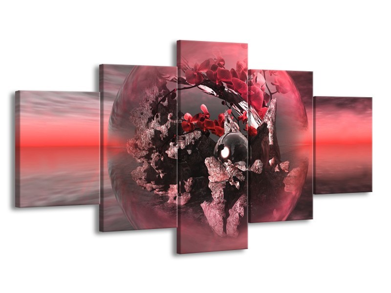 Glas schilderij Orchidee | Rood, Grijs | 150x80cm 5Luik