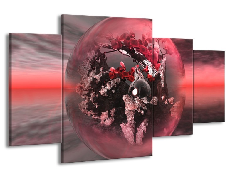 Glas schilderij Orchidee | Rood, Grijs | 160x90cm 4Luik