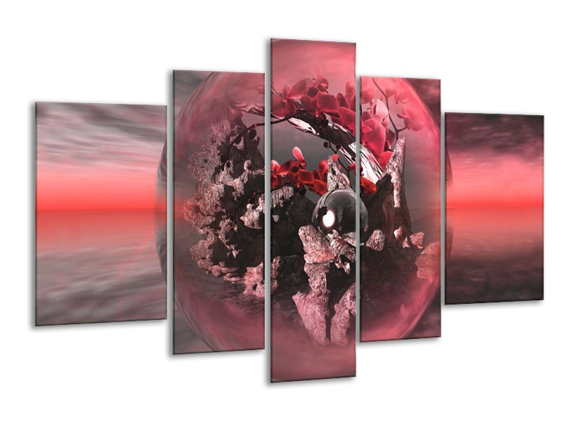 Glas schilderij Orchidee | Rood, Grijs | 170x100cm 5Luik