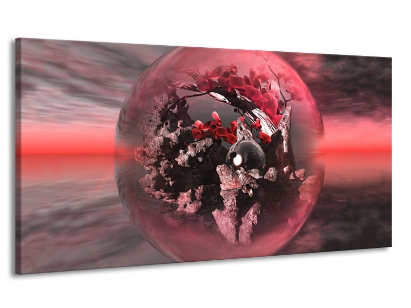 Canvas schilderij Orchidee | Rood, Grijs | 170x90cm 1Luik