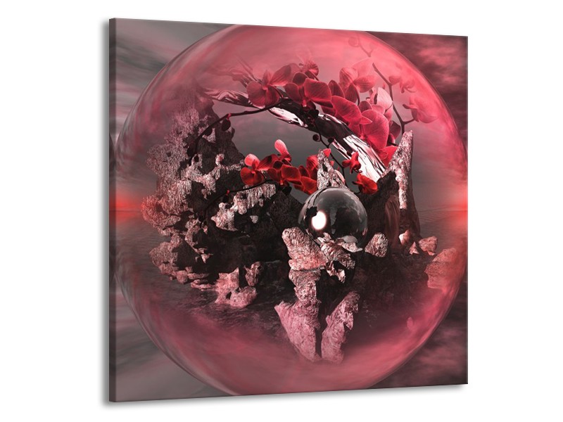 Glas schilderij Orchidee | Rood, Grijs | 50x50cm 1Luik